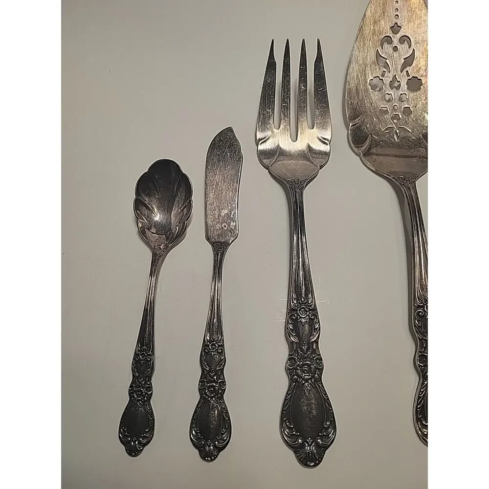 1847 Rogers Bros. HERITAGE Stainless IS Silverware Serving Set 7 Pcs Post 1940